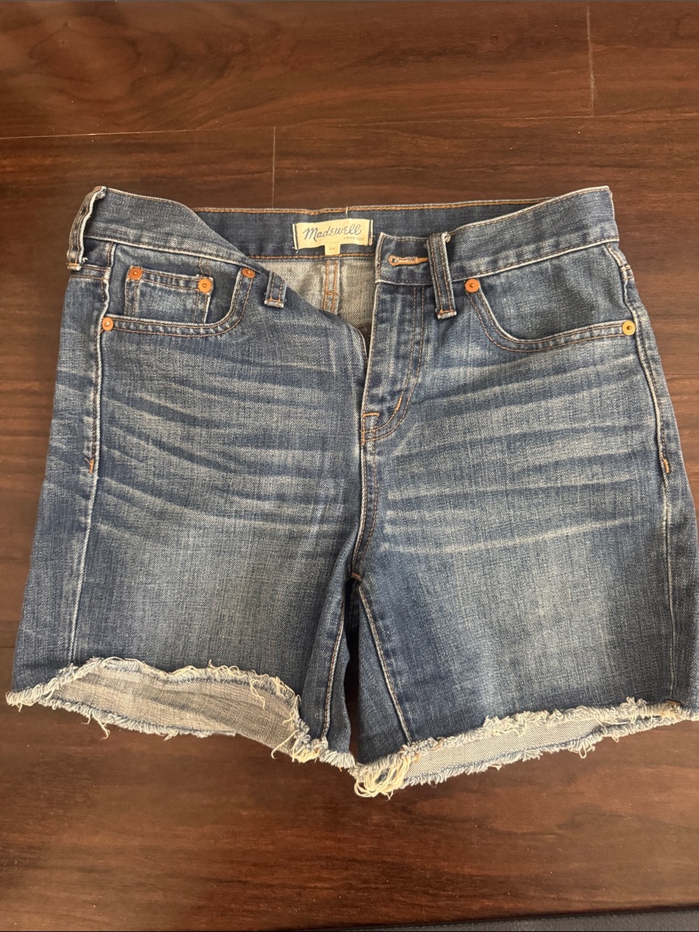 Madewell Frayed Hem Denim Shorts - Medium Blue Wash